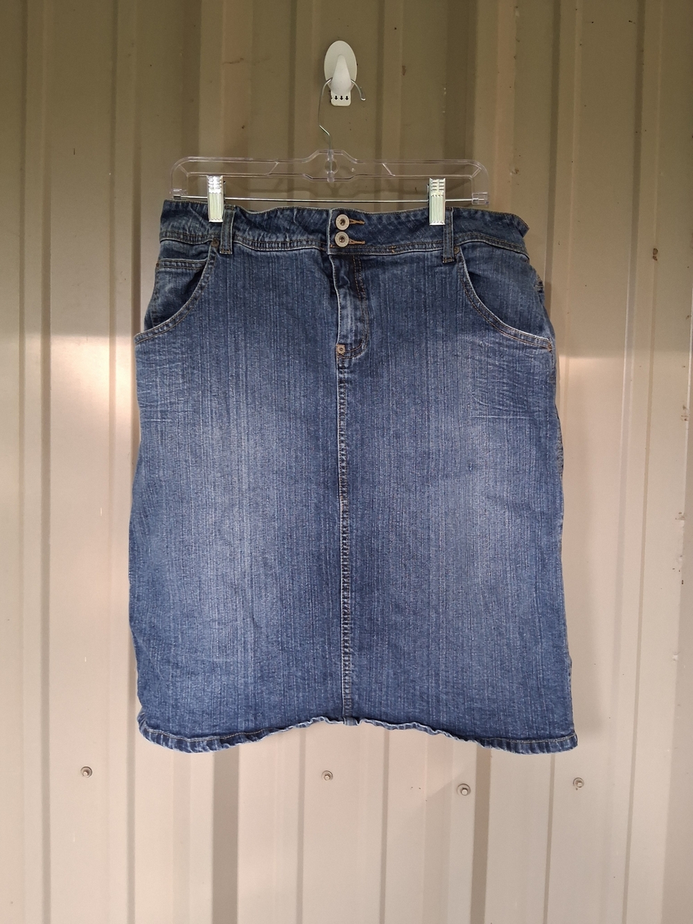 Women's Carolina Blues Blue Jean Denim Pencil Midi Skirt Plus Size 16